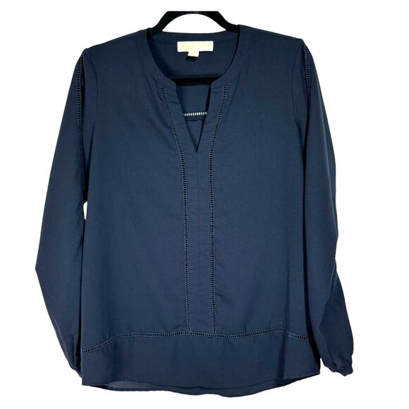 Michael Michael Kors Womens Blouse Long Sleeve Keyhole Neckline Size S - Picture 1 of 7